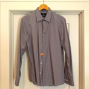 Men’s Large grey and dark navy stripe shirt